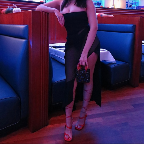 Mugler Semi-Sheer Strapless Black Dress - Picture 5 of 5